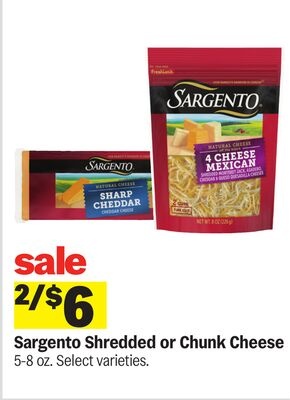 Sargento Shredded or Chunk Cheese