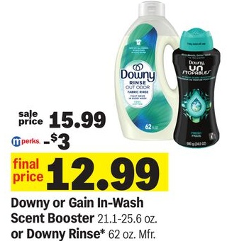 Downy or Gain In-Wash Scent Booster 21.1-25.6 oz. or Downy Rinse* 62 oz.