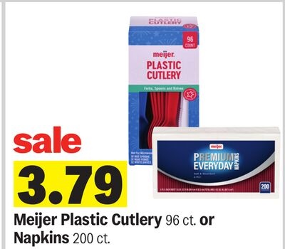 Meijer Plastic Cutlery 96 ct. or Napkins 200 ct.