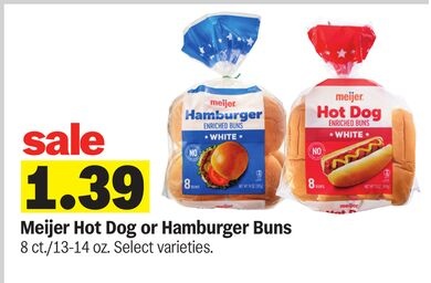 Meijer Hot Dog or Hamburger Buns
