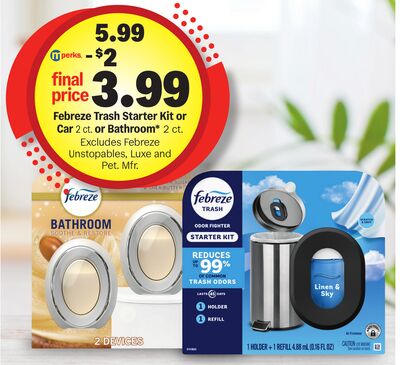 Febreze Trash Starter Kit or Car 2 ct. or Bathroom* 2 ct.
