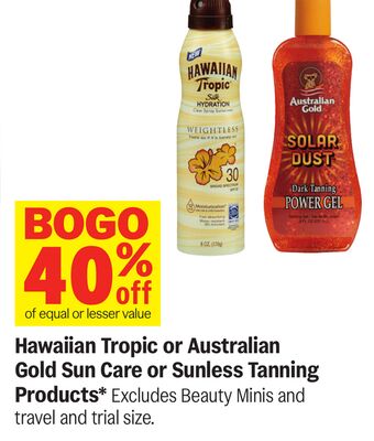 Hawaiian Tropic or Australian Gold Sun Care or Sunless Tanning Products*