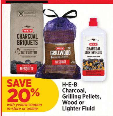 H-E-B Charcoal, Grilling Pellets, Wood or Lighter Fluid