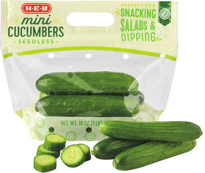 Black Plums (sold by the lb.) or H-E-B Mini Seedless Cucumbers