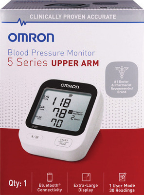 Omron 5 Series upper arm blood pressure monitor.††
