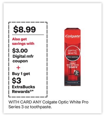 ANY Colgate Optic White Pro Series 3 oz toothpaste