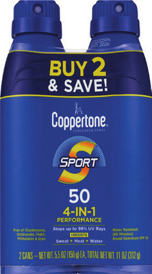 Coppertone sunscreen spray twin pks.
