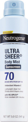 Neutrogena Ultra Sheer sunscreen mist 5 oz, lotion 3 oz or face stick