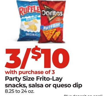 Party Size Frito-Lay snacks, salsa or queso dip