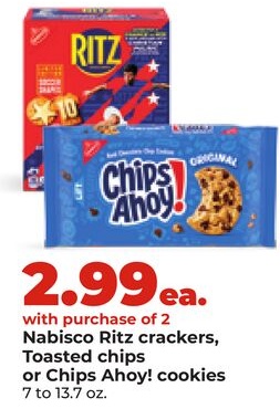 Nabisco Ritz crackers, Toasted chips or Chips Ahoy! cookies