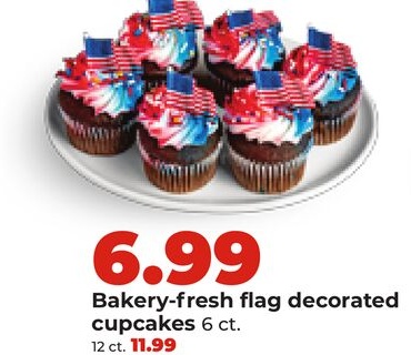 Bakery-fresh flag decorated cupcakes