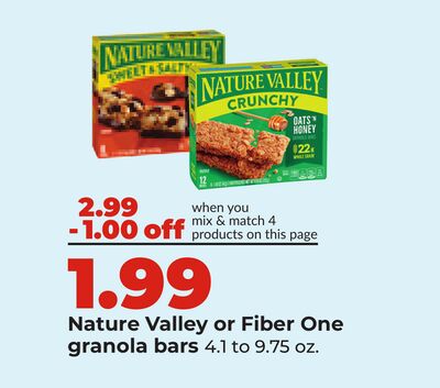 Nature Valley or Fiber One granola bars