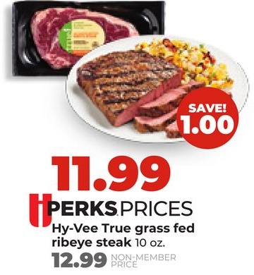 Hy-Vee True grass fed ribeye steak