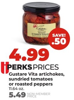 Gustare Vita artichokes, sundried tomatoes or roasted peppers