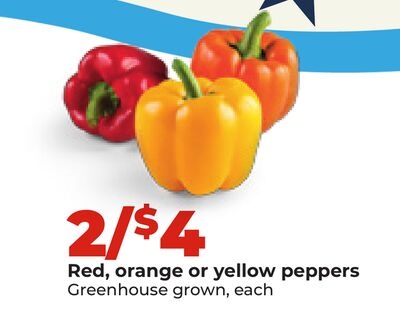 Red, orange or yellow peppers