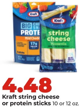 Kraft string cheese or protein sticks