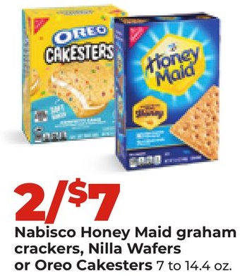 Nabisco Honey Maid graham crackers, Nilla Wafers or Oreo Cakesters