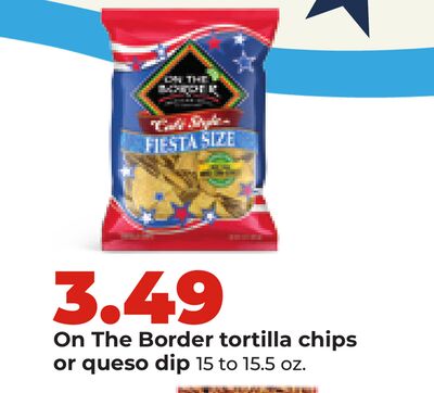 On The Border tortilla chips or queso dip