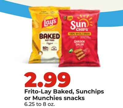 Frito-Lay Baked, Sunchips or Munchies snacks