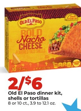 Old El Paso dinner kit, shells or tortillas