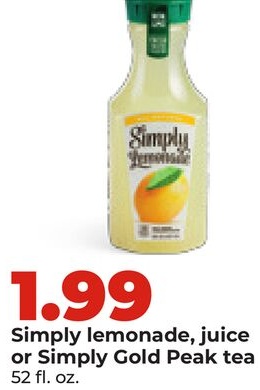 Simply lemonade, juice or Simply Gold Peak tea