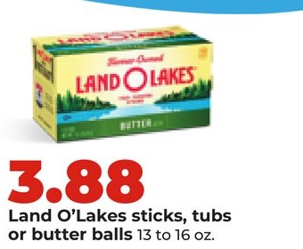 Land O'Lakes sticks, tubs or butter balls