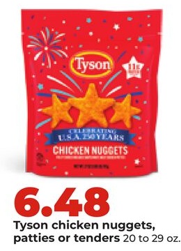 Tyson chicken nuggets, patties or tenders