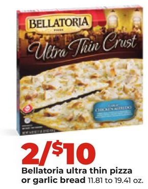 Bellatoria ultra thin pizza or garlic bread
