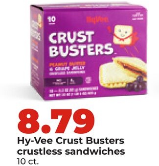 Hy-Vee Crust Busters crustless sandwiches