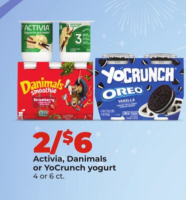Activia, Danimals or YoCrunch yogurt
