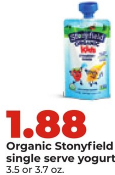 Organic Stonyfield single serve yogurt