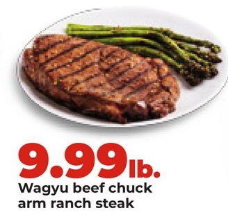 Wagyu beef chuck arm ranch steak