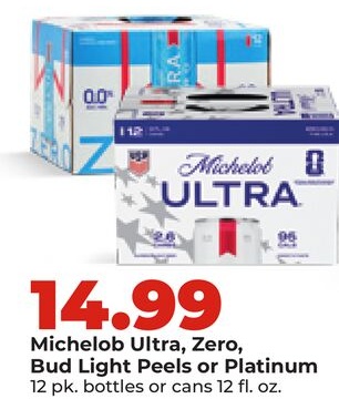 Michelob Ultra, Zero, Bud Light Peels or Platinum