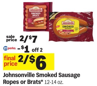 Johnsonville Smoked Sausage Ropes or Brats*