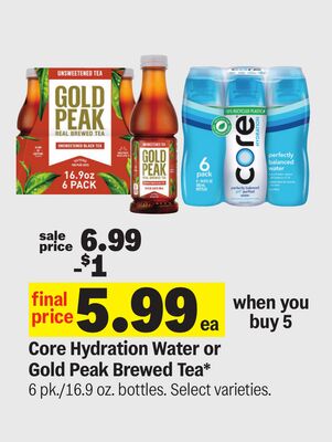 Core Hydration Water or Gold Peak Brewed Tea