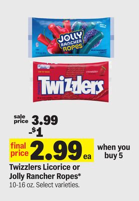 Twizzlers Licorice or Jolly Rancher Ropes*