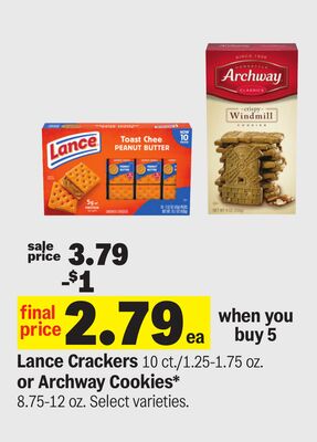 Lance Crackers or Archway Cookies*