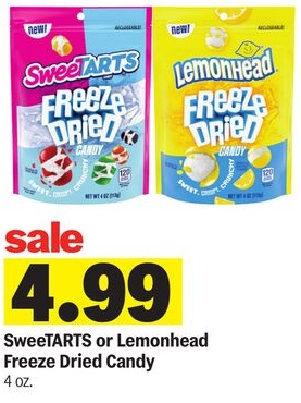 SweeTARTS or Lemonhead Freeze Dried Candy