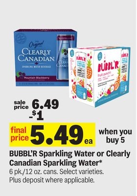 BUBBL'R Sparkling Water or Clearly Canadian Sparkling Water*