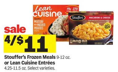 Stouffer's Frozen Meals 9-12 oz. or Lean Cuisine Entrées 4.25-11.5 oz.