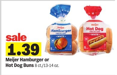 Meijer Hamburger or Hot Dog Buns