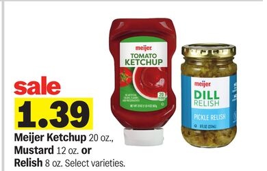 Meijer Ketchup 20 Oz., Mustard 12 Oz. or Relish 8 Oz.