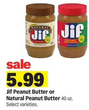 Jif Peanut Butter or Natural Peanut Butter