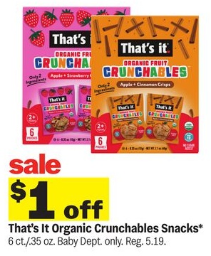 That's It Organic Crunchables Snacks*