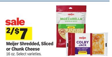 Meijer Shredded, Sliced or Chunk Cheese