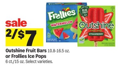Outshine Fruit Bars 10.8-16.5 oz. or Frollies Ice Pops 6 ct./15 oz.