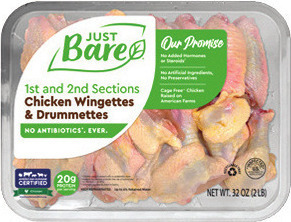 Just Bare Chicken Wingettes or Drumettes