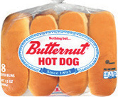 Butternut White or 100% Whole Grain Wheat Bread 20 oz. or Butternut Hamburger or Hot Dog Buns 8 ct.,