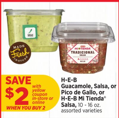 H-E-B Guacamole, Salsa, or Pico de Gallo, or H-E-B Mi Tienda® Salsa