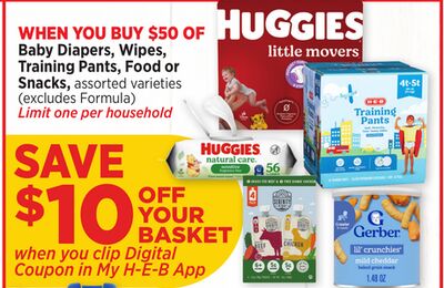 Baby Diapers, Wipes, Training Pants, Food or Snacks